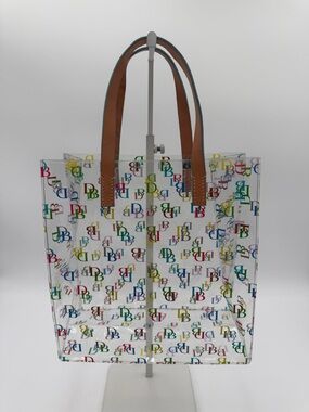 Dooney & Bourke Small Clear DB Monogram Tote Mini Lunch Bag Multicolor PVC Y2K